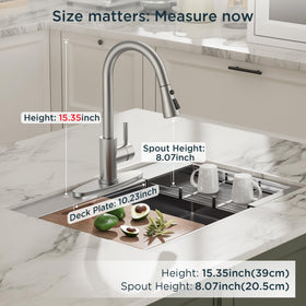 QFN faucet 20 inch retractable hose reaches deep pots easily