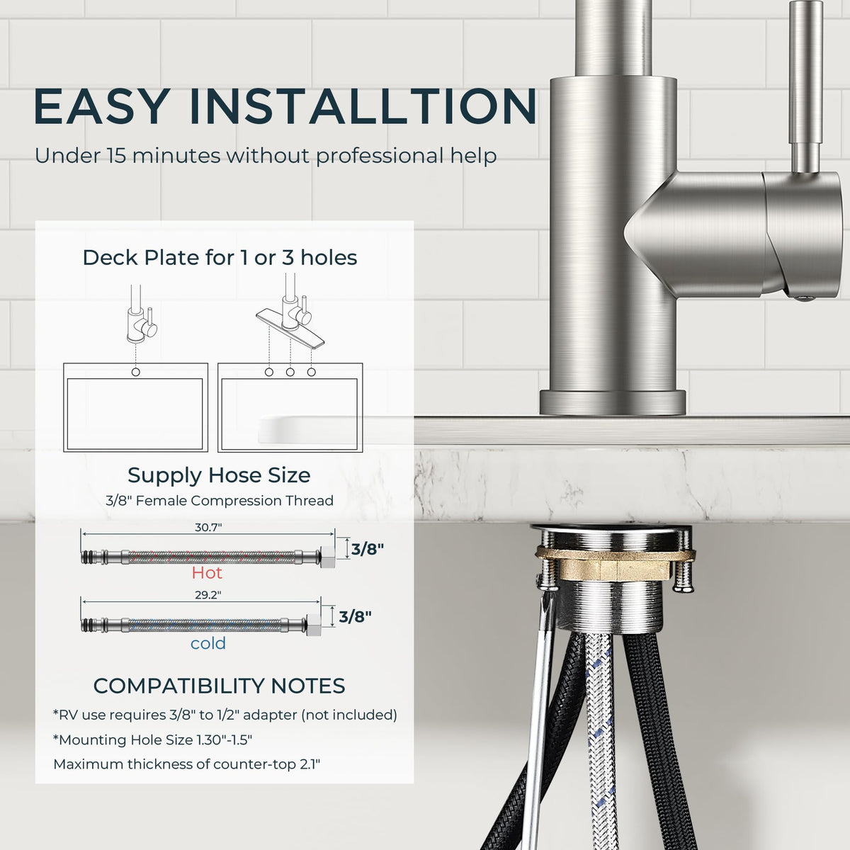 QFN high arc design with 360 swivel for easier access