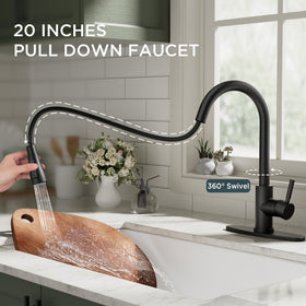QFN high-arc faucet with 360° swivel for deep pots and wide access