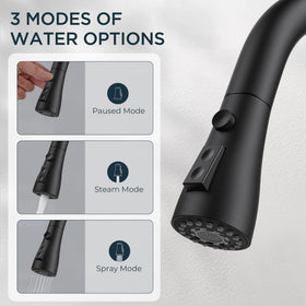QFN three-mode faucet with stream, spray, and pause for versatility