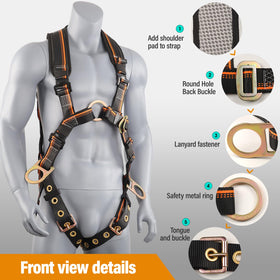 QFU harness buckle and grommet adjustment enables quick secure fit.