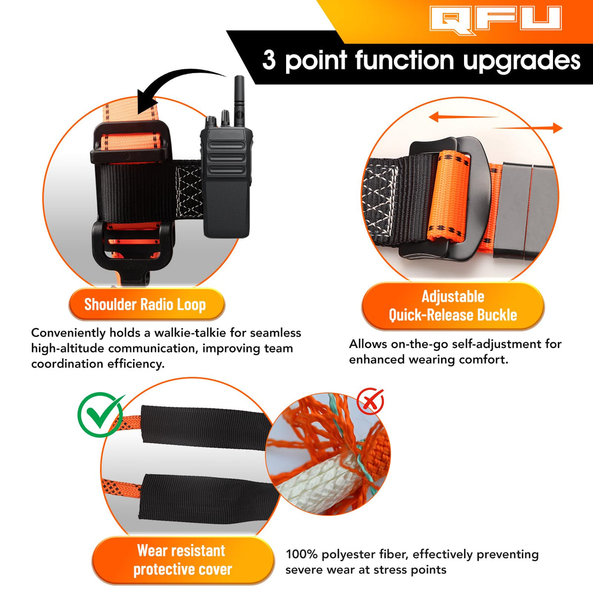 QFU safety harness kit ergonomic padding supports lighter fatigue during long workday.