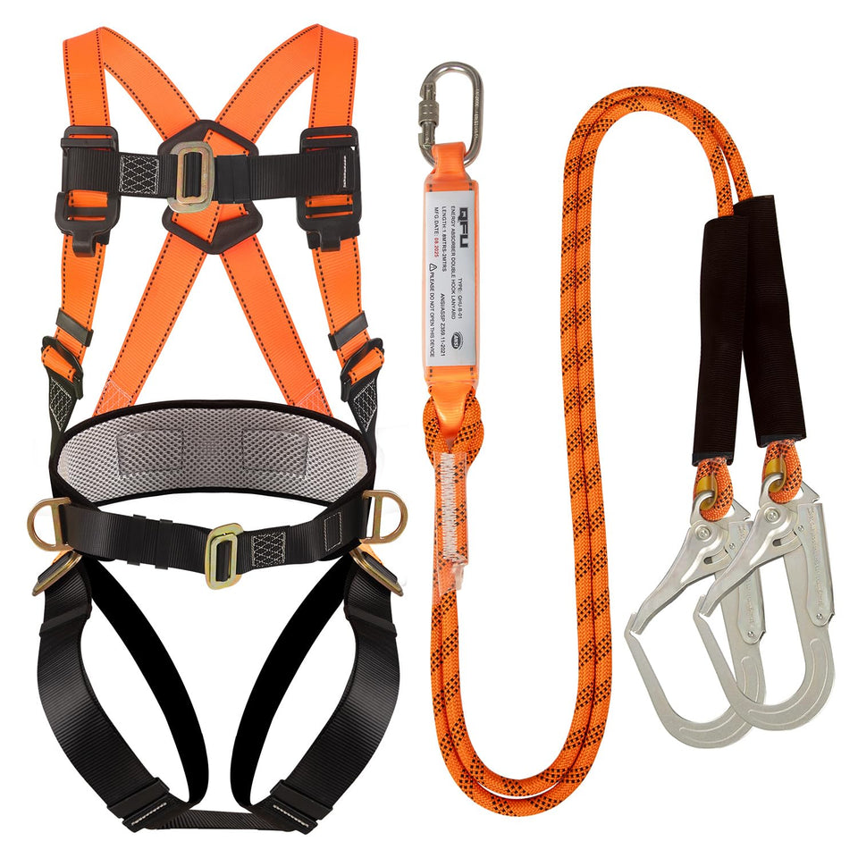 QFU safety harness kit front view highlights ergonomic design for all-day comfort.