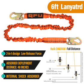 QFU shock-absorbing lanyard ideal for roofing and industrial tasks.