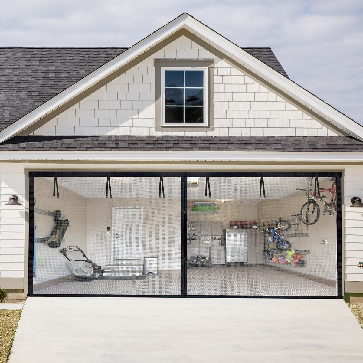 Q-Hillstar garage screen magnets close-up showing strong magnetic closure for hands-free entry