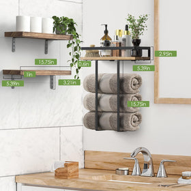 QHMCHLDZ floating shelves in carbonized wood add warm storage.
