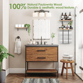QHMCHLDZ solid wood shelves withstand up to 50lbs for towels and decor.