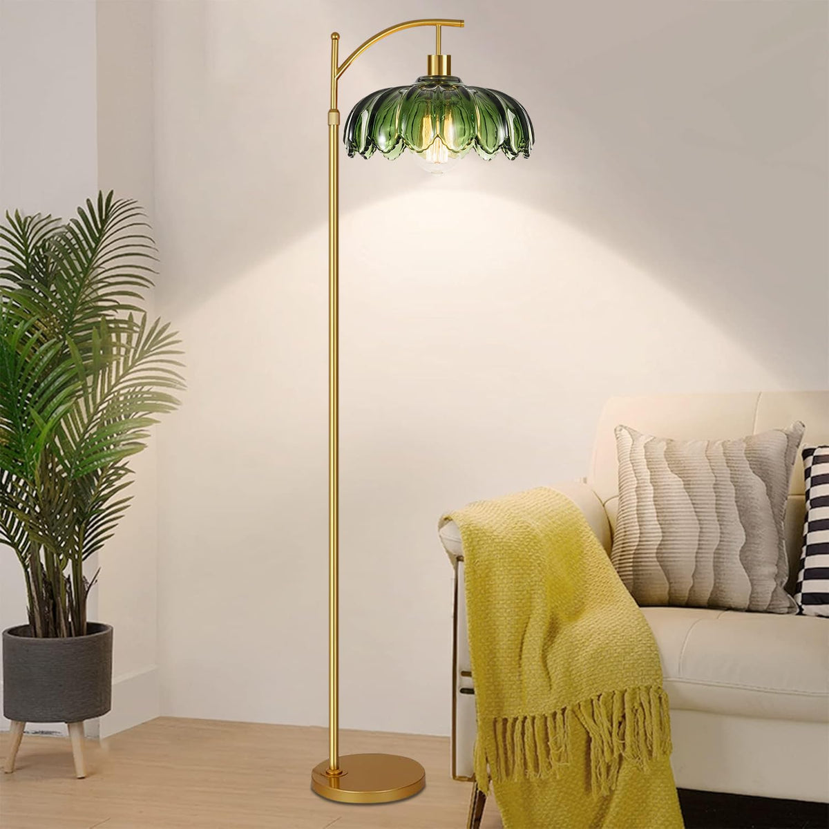 QIYIZM boho decor compatible gold floor lamp for eclectic spaces