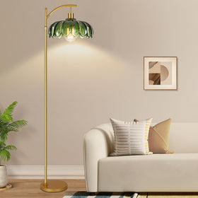 QIYIZM remote dimming on gold floor lamp for easy brightness control