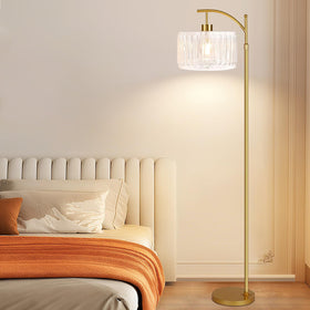 QIYIZM white shade with brass finish enhances ambient lighting.