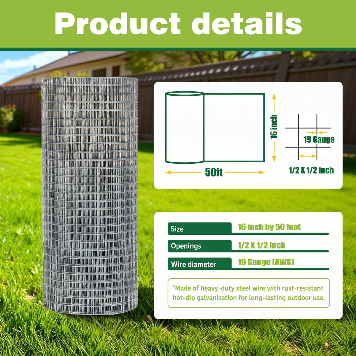 QIAOKAIYAN galvanized coating protects against rust for long-lasting garden fencing.