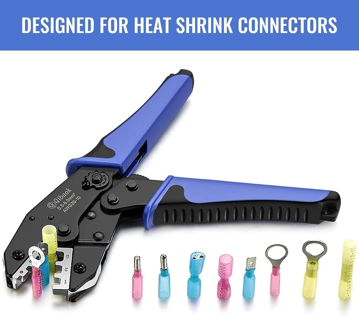 Qibaok crimping tool color-coded jaws enable quick, accurate crimps.