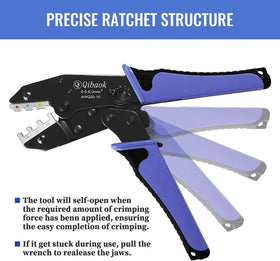 Qibaok full-cycle ratcheting supports efficient, repeatable crimps.