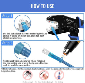 Qibaok tool used on heat shrink connectors for reliable crimps.
