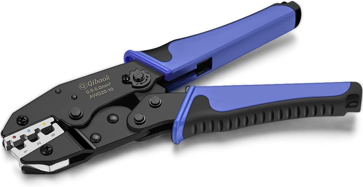 Qibaok ratcheting crimping tool with durable jaws for precise crimps.