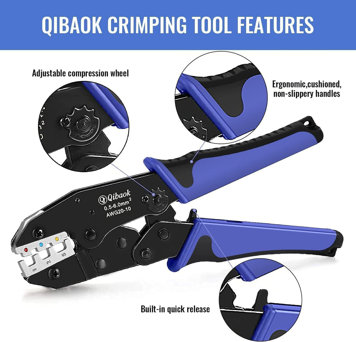 Qibaok star wheel adjusts crimp strength for uniform results.