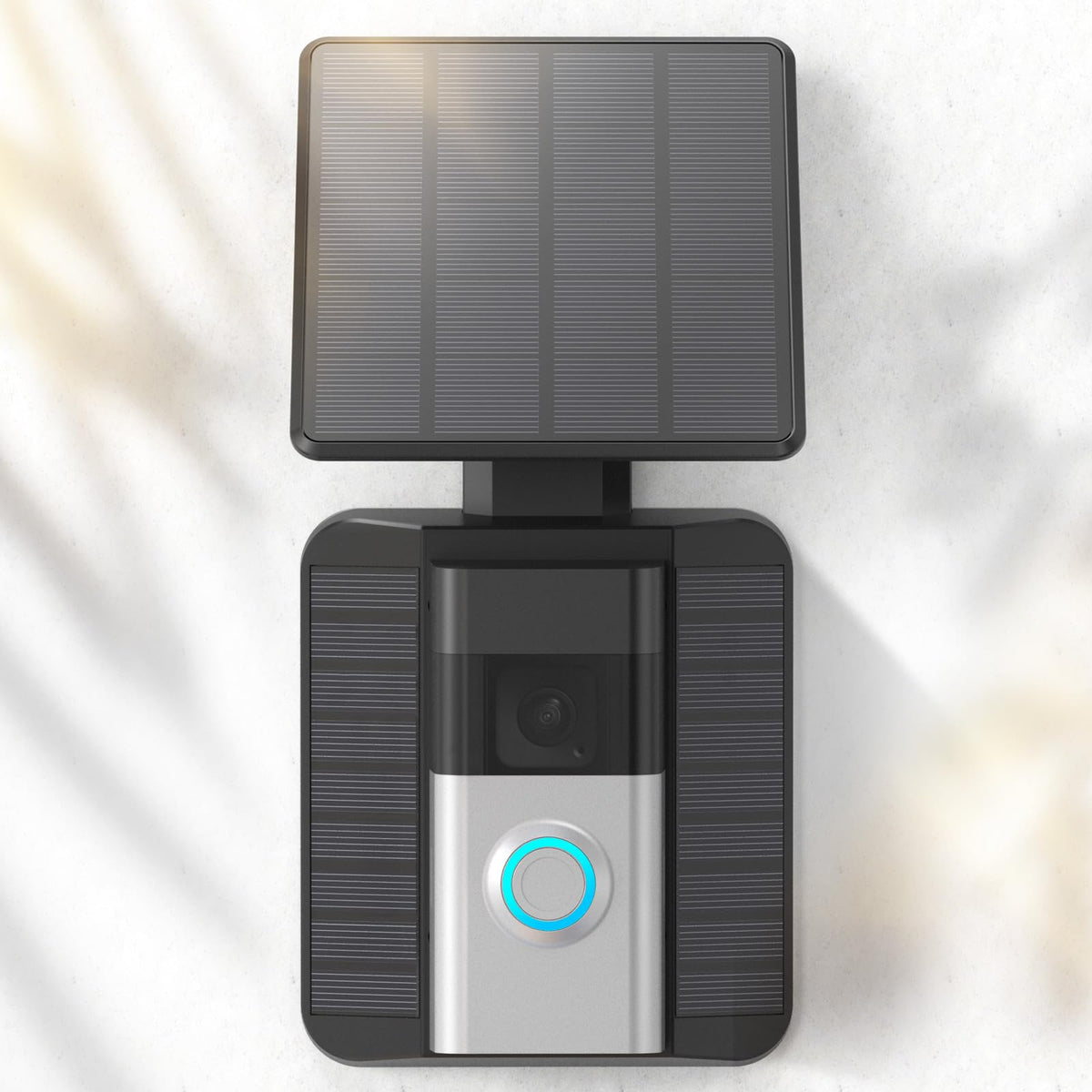 QIBOX 29W solar panel close-up showing efficient sun capture for doorbells.