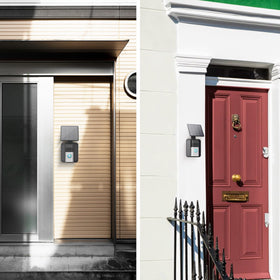 QIBOX weatherproof solar panel built for outdoor doorbell installations.