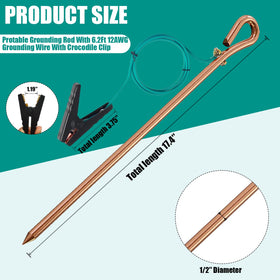 Qidarusxl grounding wire with 6.2 ft clip for versatile fencing and antenna bonding.