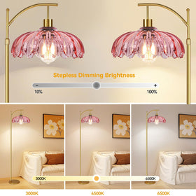 QIYIZM brass dimmable floor lamp with remote for easy lighting control.