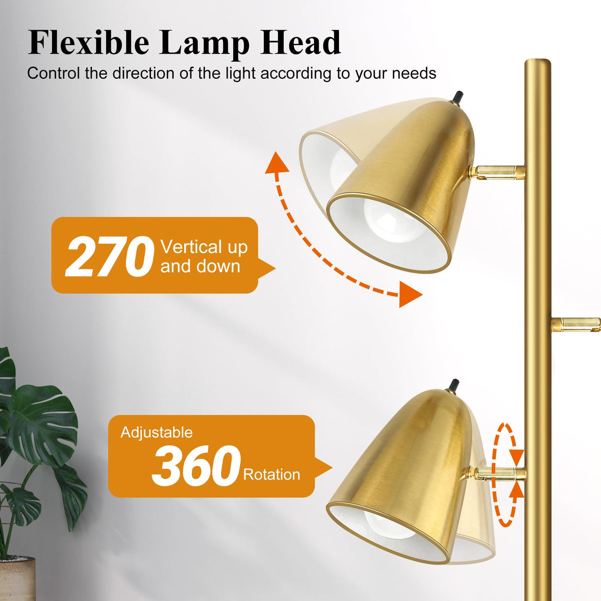 QiMH standing lamp with 360-degree reading arm rotation for versatile illumination