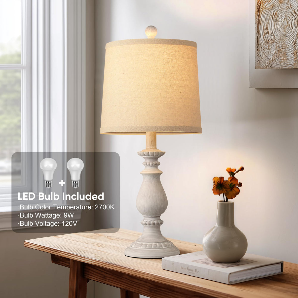 QiMH antique white resin base adds timeless farmhouse charm