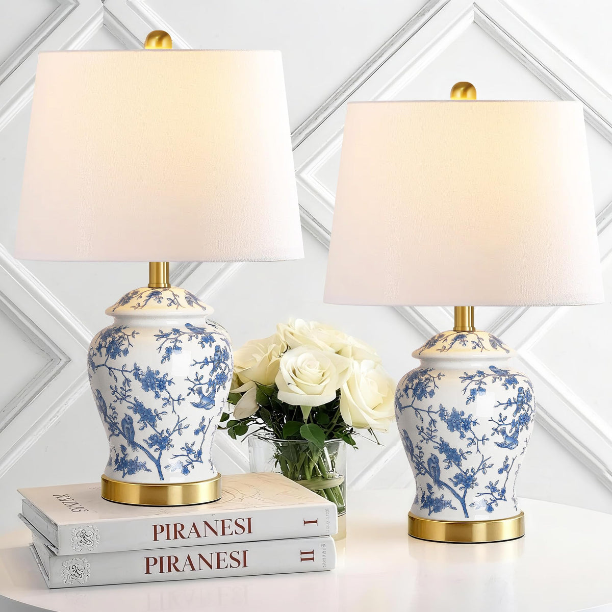 QiMH chinoiserie ceramic lamp with blue pattern adds timeless elegance to living spaces