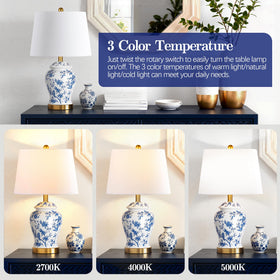 QiMH ceramic table lamp with gold base elevates bedside ambiance and durability