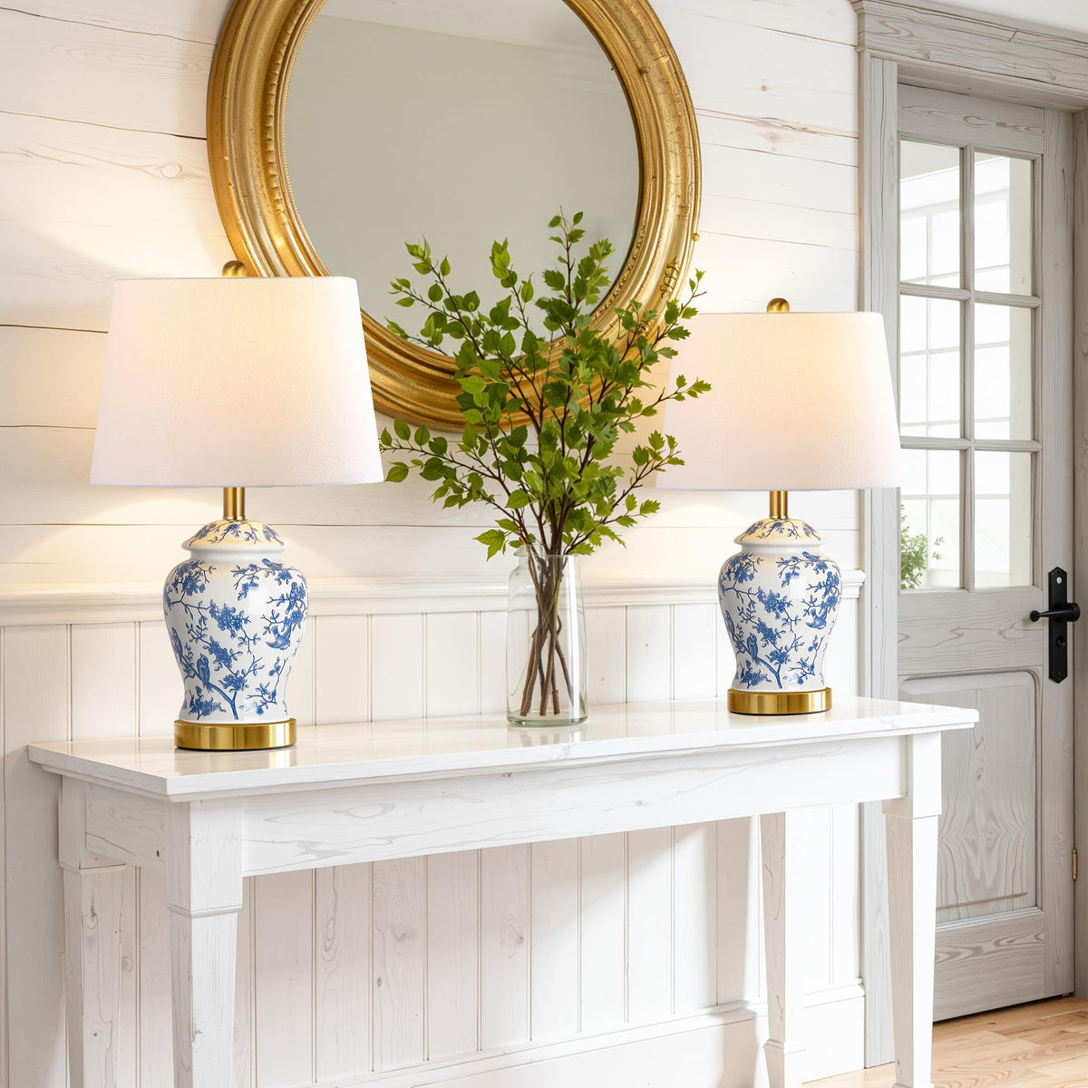 QiMH living room setup showcases classic blue-and-white chinoiserie charm
