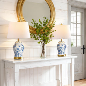 QiMH living room setup showcases classic blue-and-white chinoiserie charm