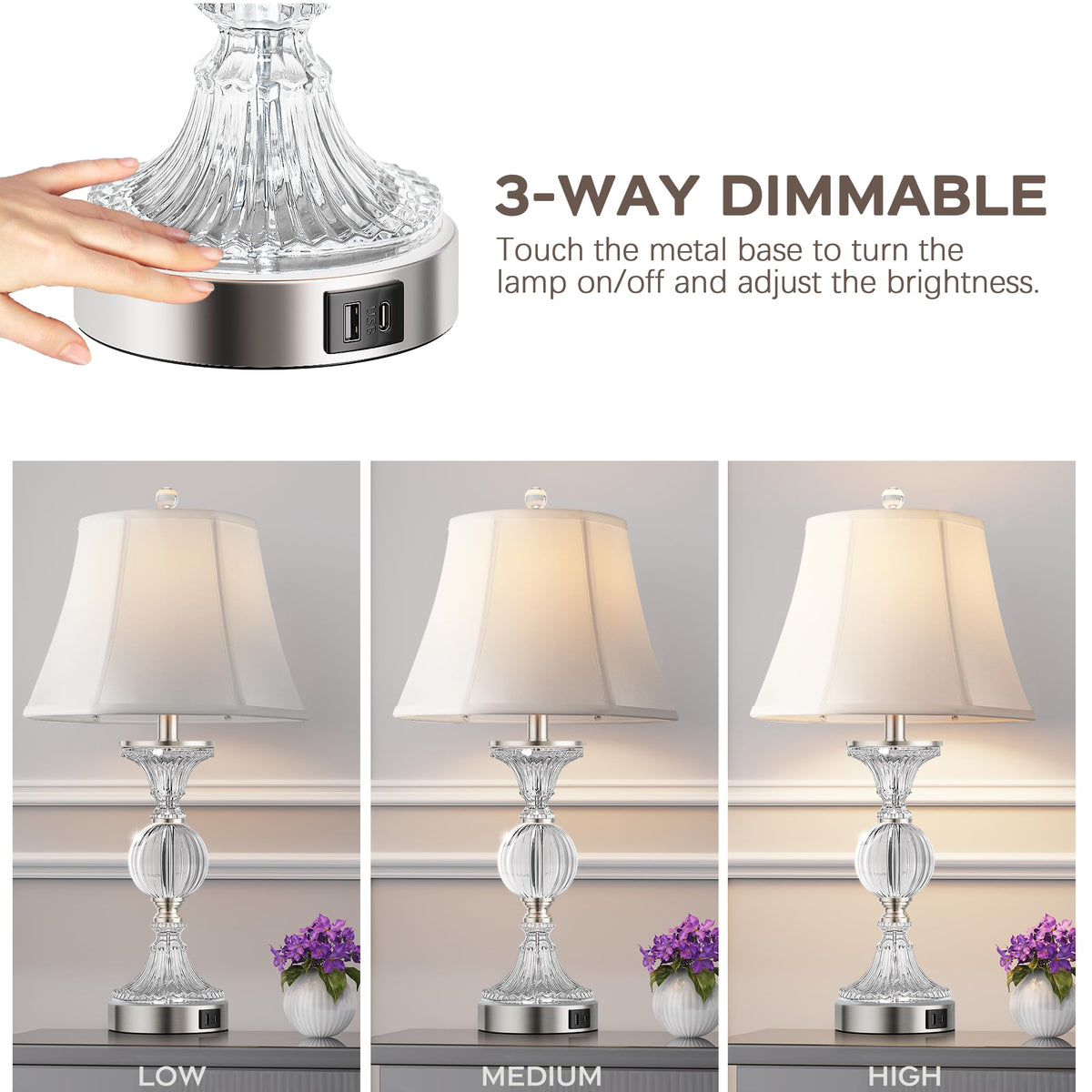 QiMH nightstand lamp with white shade complements bedroom decor for cozy reading.