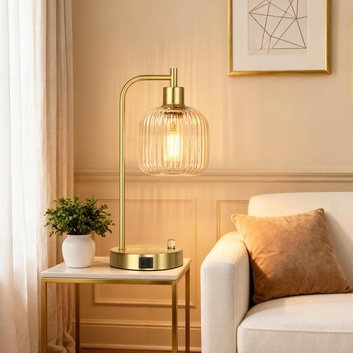 QiMH reinforced glass shades showcase delicate ribbing and vintage charm.