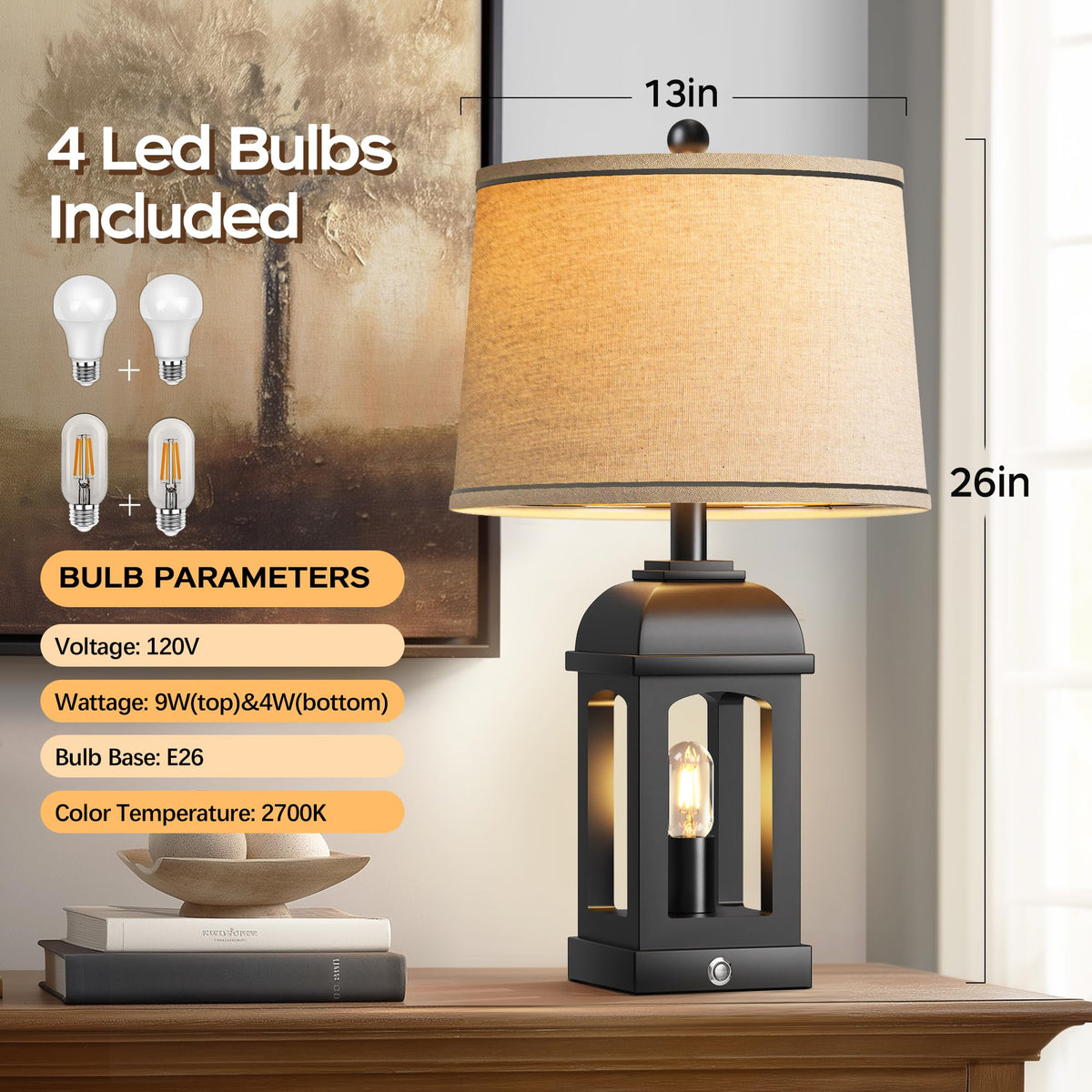 QiMH table lamp with 3-way dimmable touch control offers customizable brightness