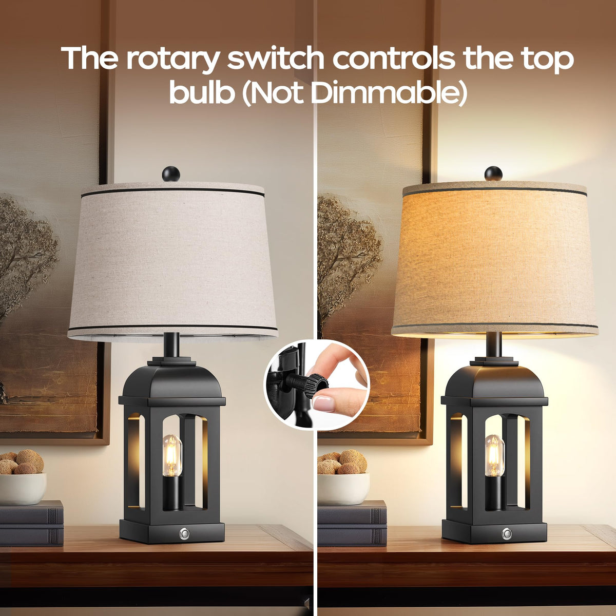 QiMH table lamp night-light mode provides soft glow without disturbing others