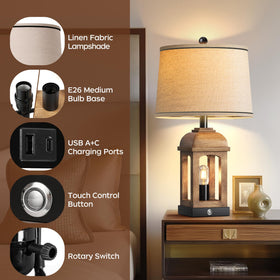 QiMH set of 2 delivers coordinated rustic bedside decor.