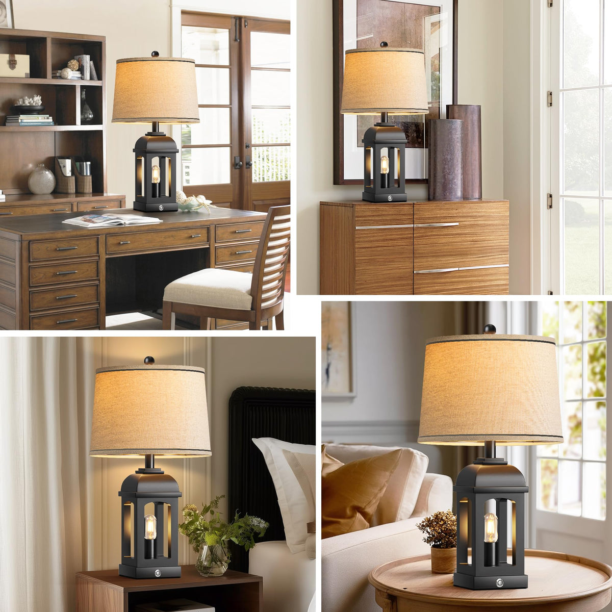 QiMH table lamp sturdy base with anti-slip feet for stable bedside placement