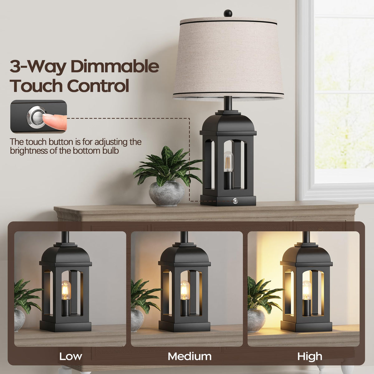 QiMH table lamp with USB-A-C charging ports keeps devices powered