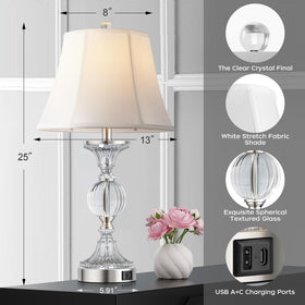 QiMH textured glass sphere with crystal finial adds decorative sophistication.