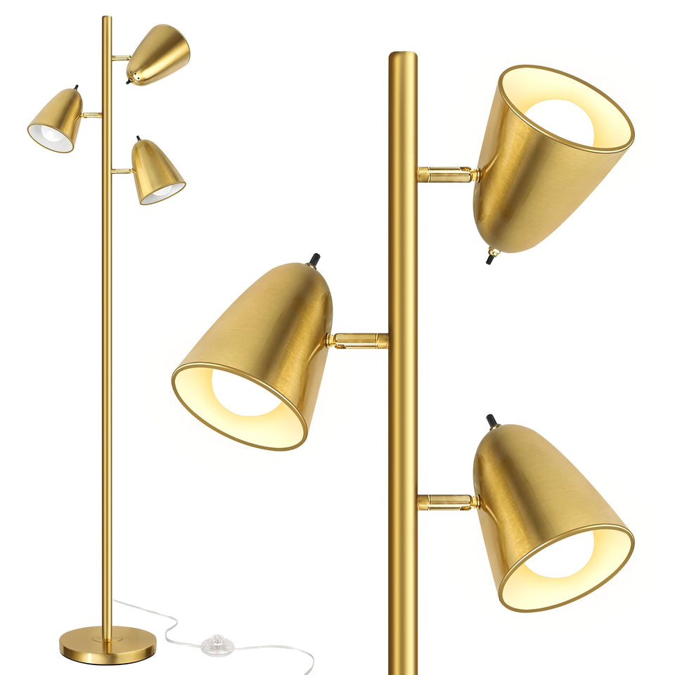 QiMH Tree Floor Lamp with 3 adjustable arms for flexible reading light