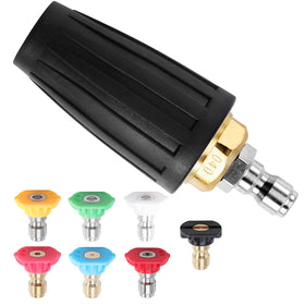 Qimshemi turbo nozzle with 360° spin for efficient cleaning.