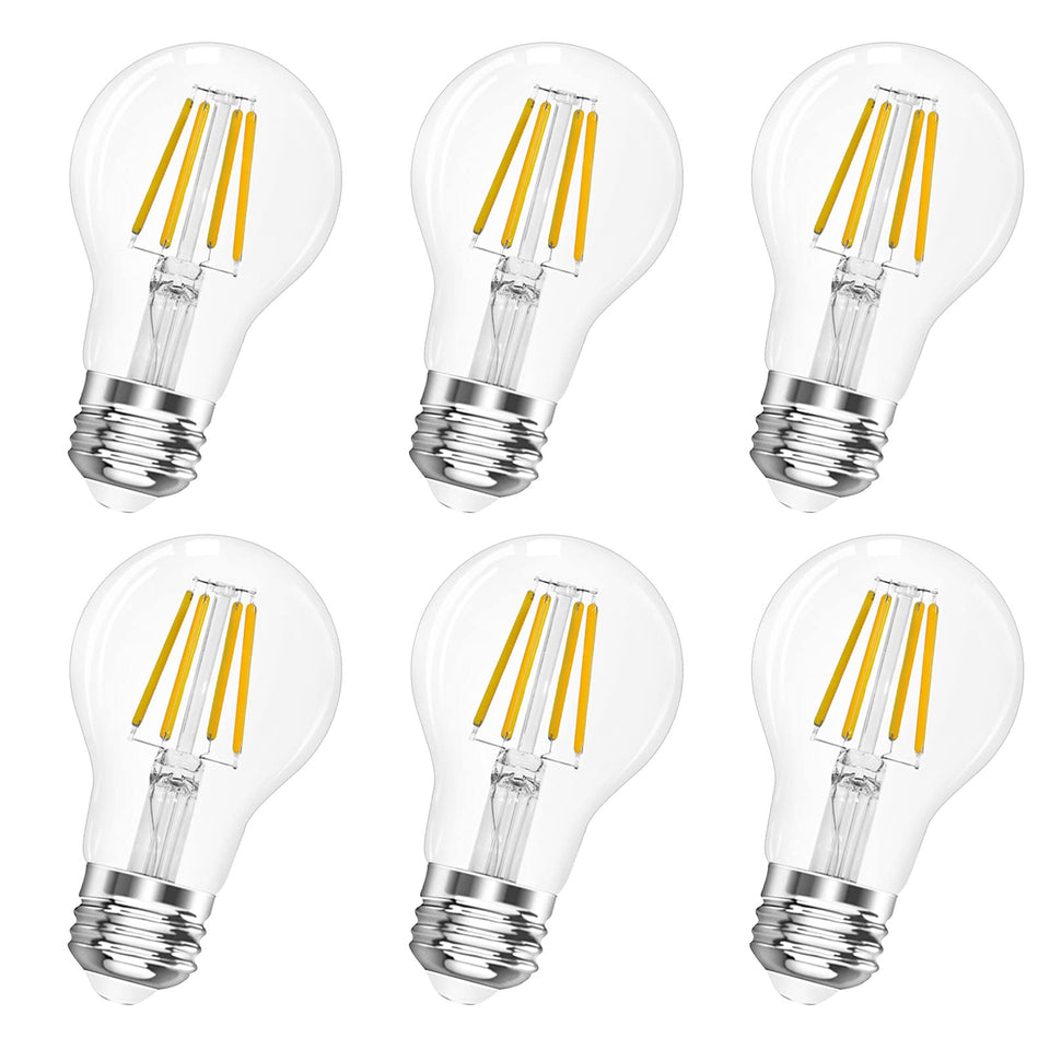 Qingmiao A19 dimmable bulb with transparent glass for warm, flicker-free ambience.