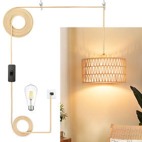 Qingmiao boho pendant light with woven shade creates warm ambience for living rooms.