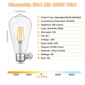 Qingmiao 3000K soft white Edison bulb creating warm ambient glow.