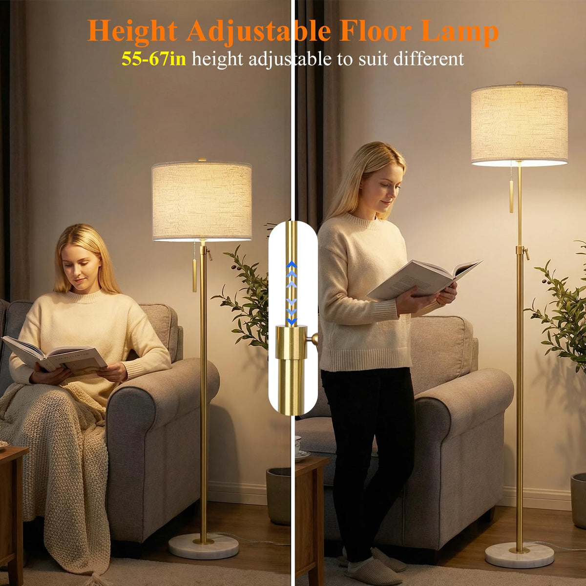 Height adjustable Qingmiao lamp fits sofa or desk with ease.