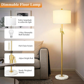 Qingmiao gold floor lamp placed in a living room setting for warm glow.