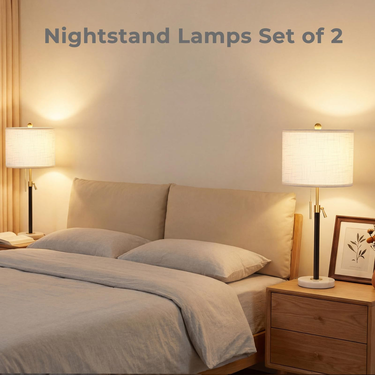 Qingmiao gold table lamps pair modern finish with timeless marble base.