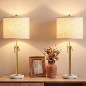 Qingmiao Gold table lamps base detail showing stable marble foundation