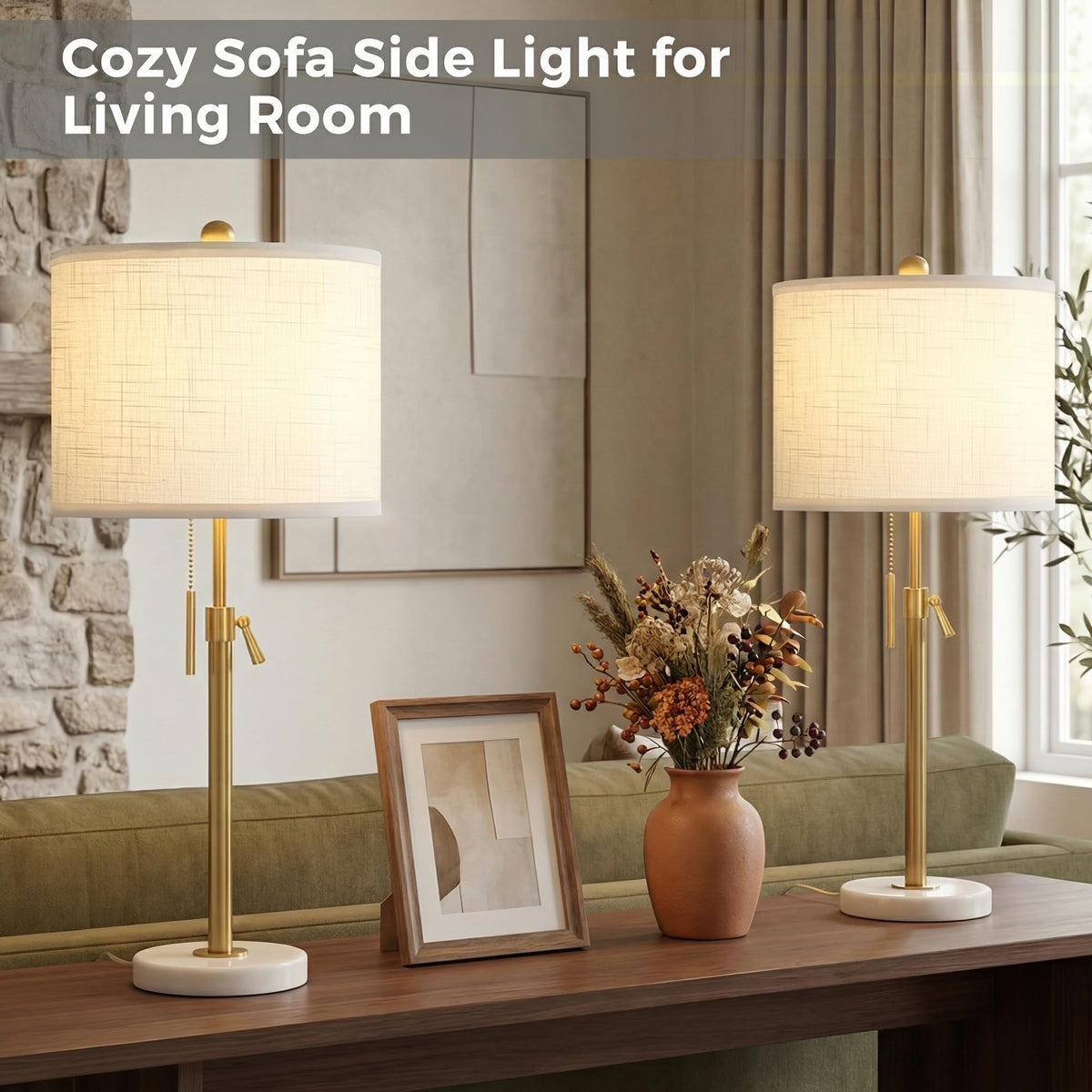 Qingmiao Gold table lamp height adjust from 22 to 30 inches