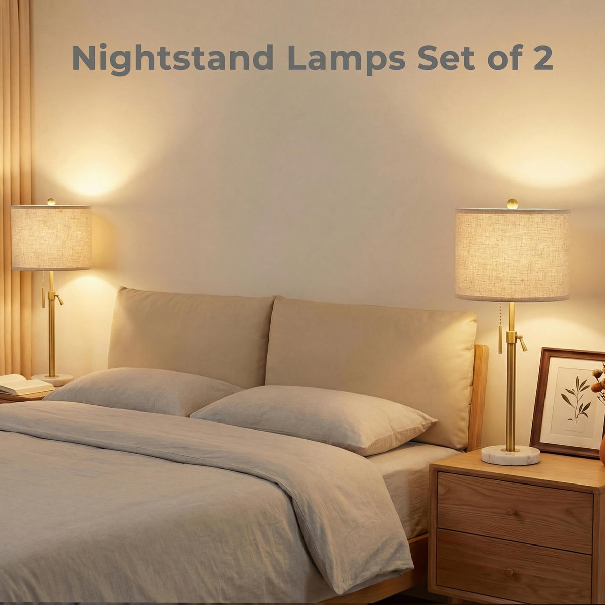 Qingmiao Gold table lamp shade highlighted for soft glow