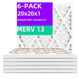 Qingzhug 20x20x1 air filter packaging shows a six-pack for easy replacement.